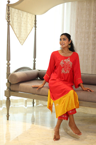 Gayatri Kurta Set in Red and Yellow
3