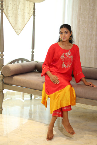 Gayatri Kurta Set in Red and Yellow
4