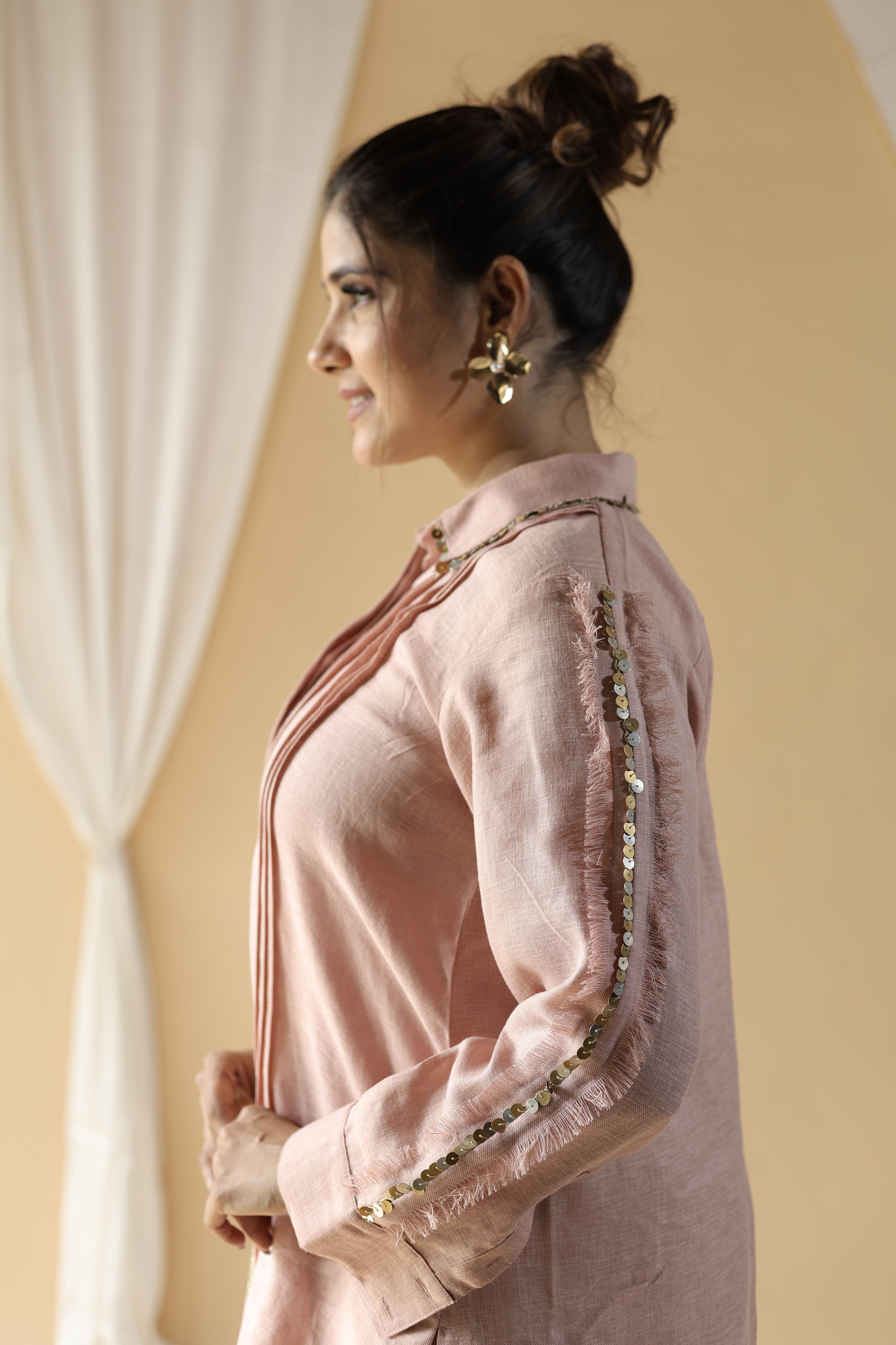 Gulmohar Rosette Pintuck Kurta Set1
