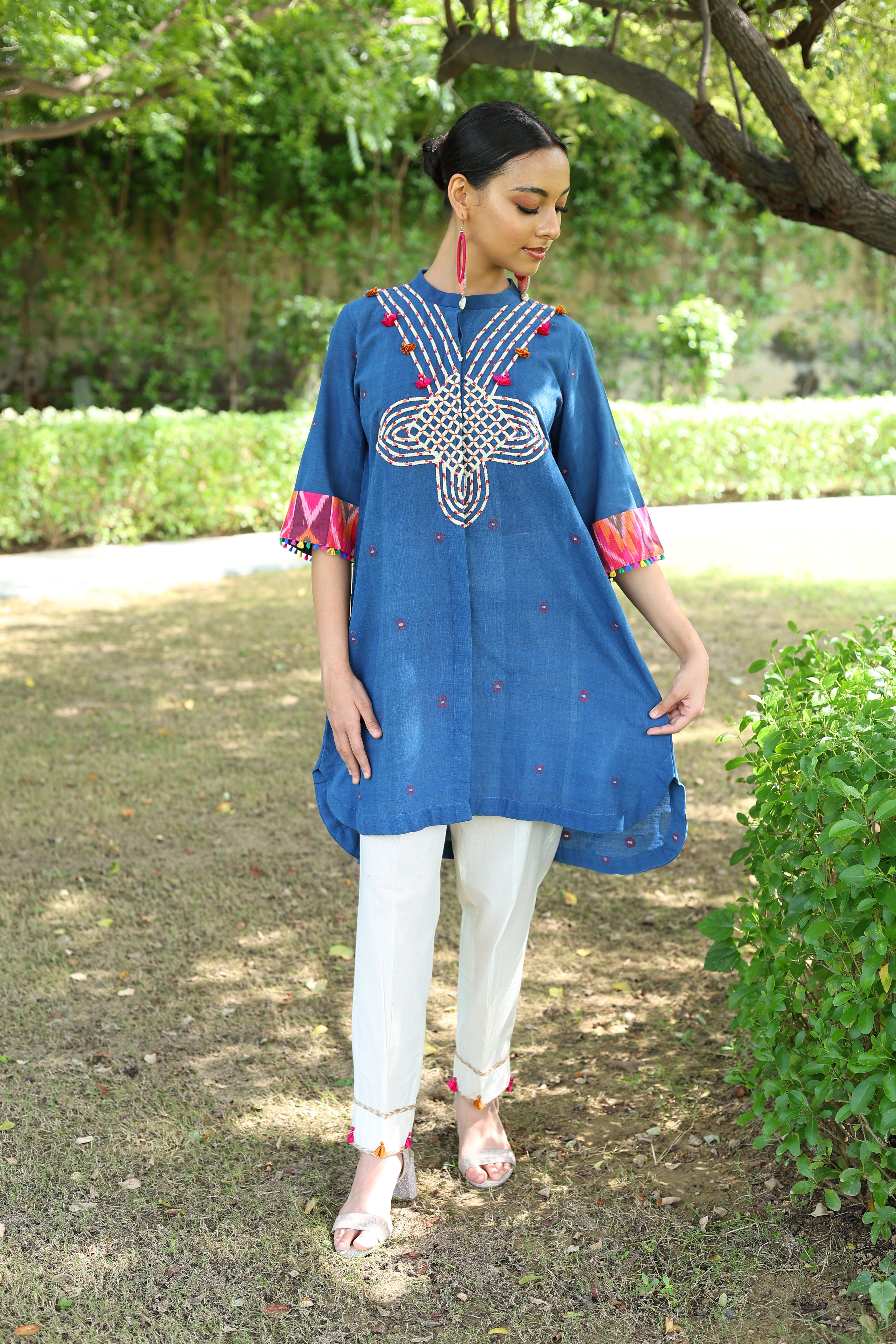 Heritage Kurta set In Neel2