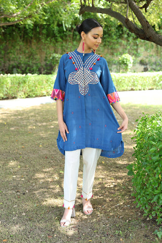 Heritage Kurta set In Neel2