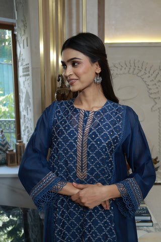 Kaner Kurta Set in Blue
2