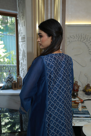 Kaner Kurta Set in Blue
3