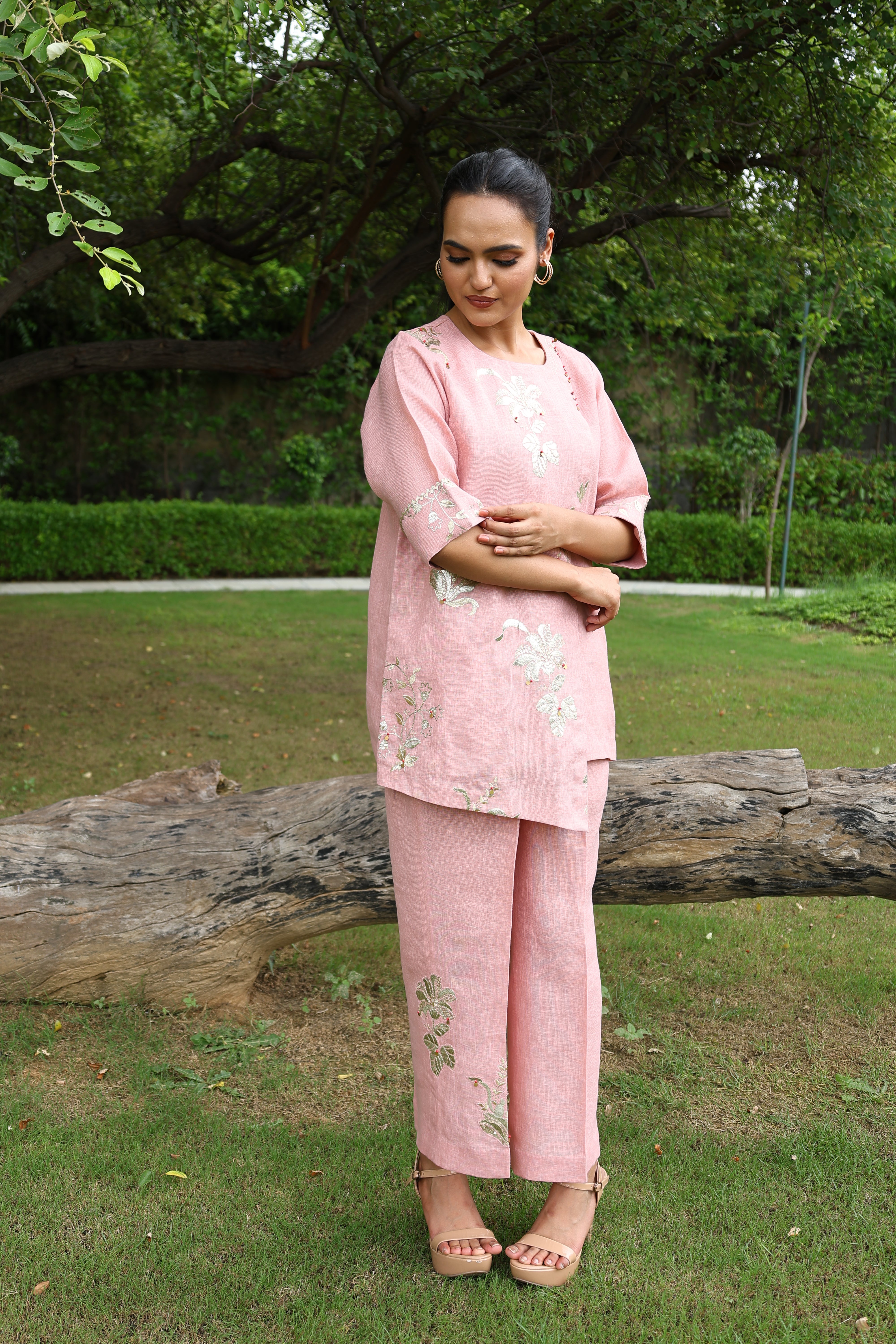 Mahika - Pink linen overlapping co-ord set3