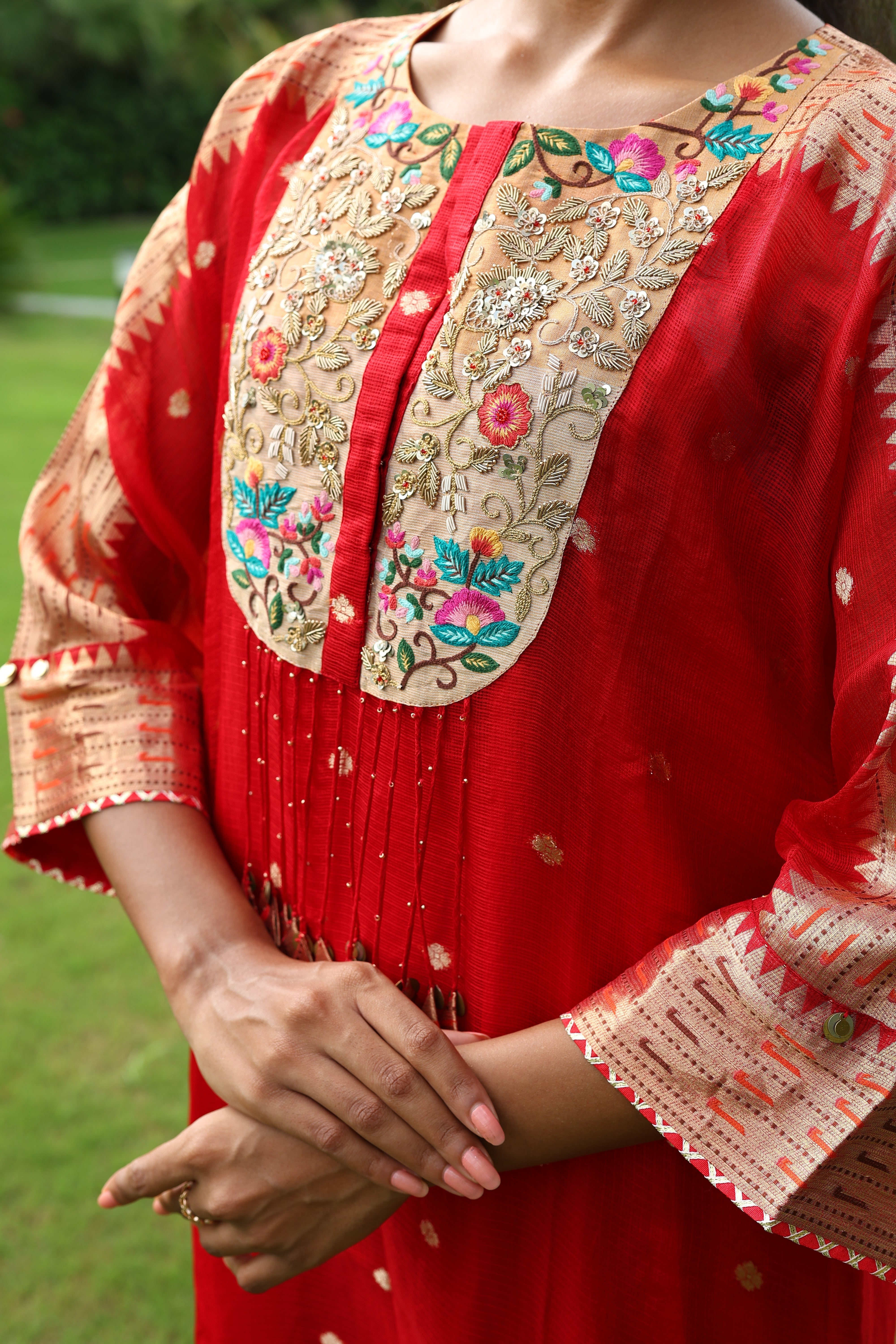 Paithani Kurta Set in Red4