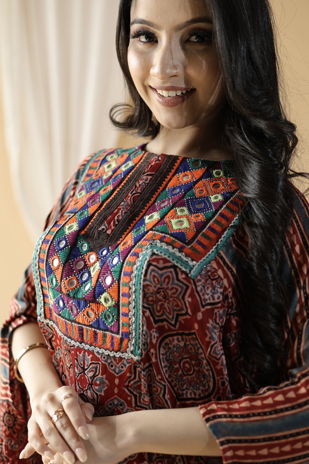 Rakta Tara Nakshatra Ajrak Cape Set1