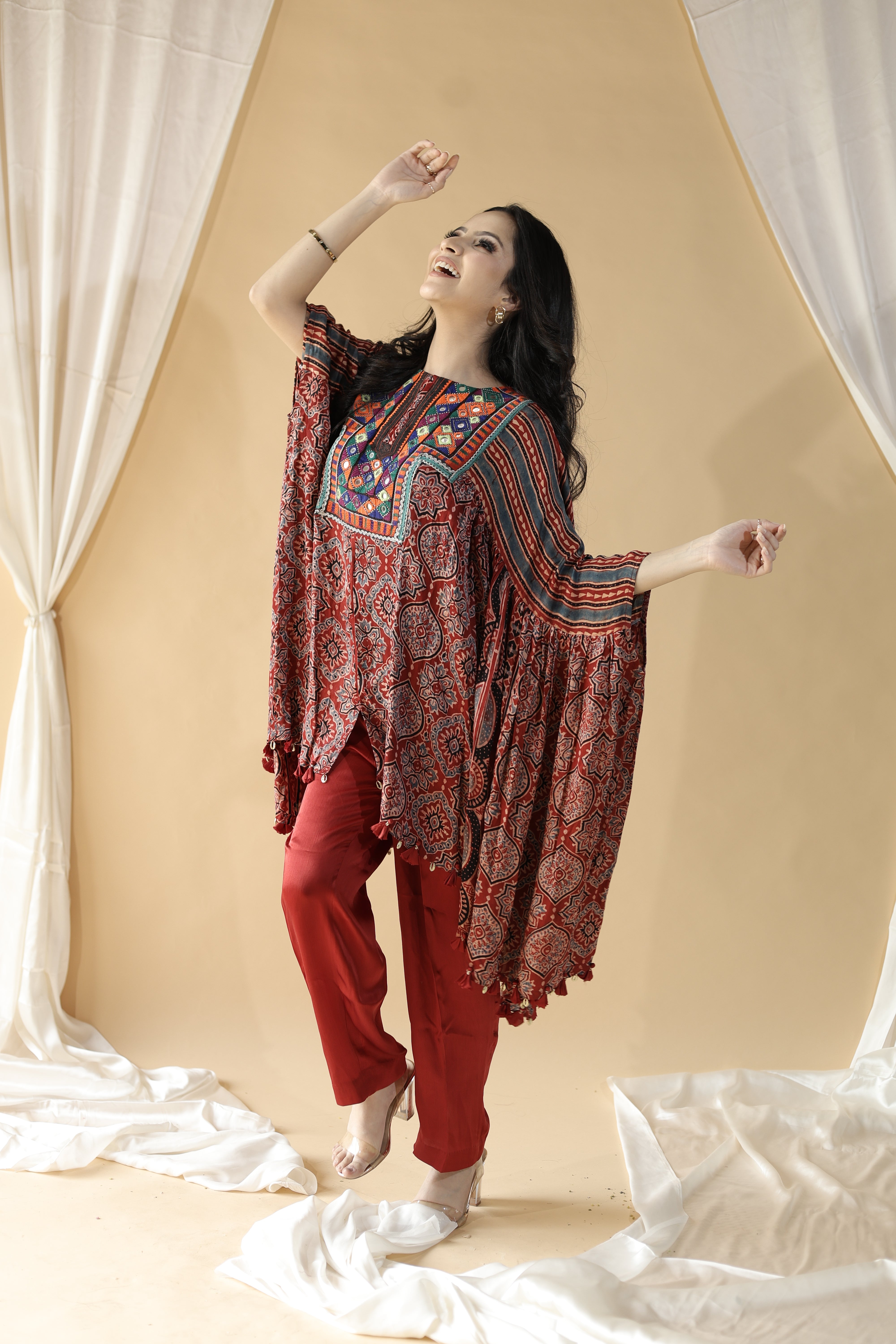 Rakta Tara Nakshatra Ajrak Cape Set2