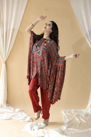 Rakta Tara Nakshatra Ajrak Cape Set2