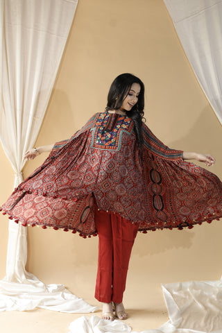 Rakta Tara Nakshatra Ajrak Cape Set4