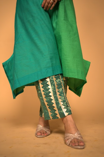 Zara Kurta Set in Blue and Green